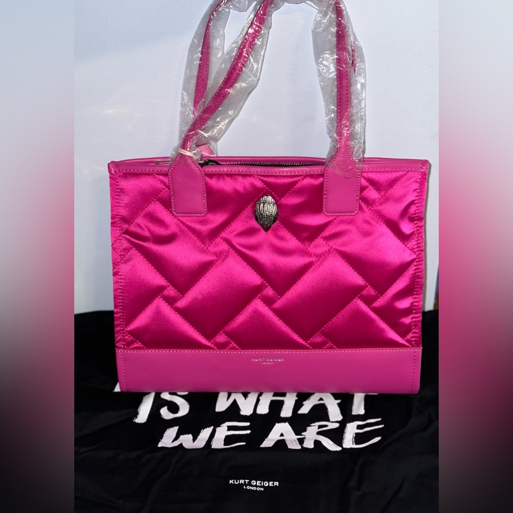 Kurt Geiger London Recycled Bright Pink Quilted Small Shopper
